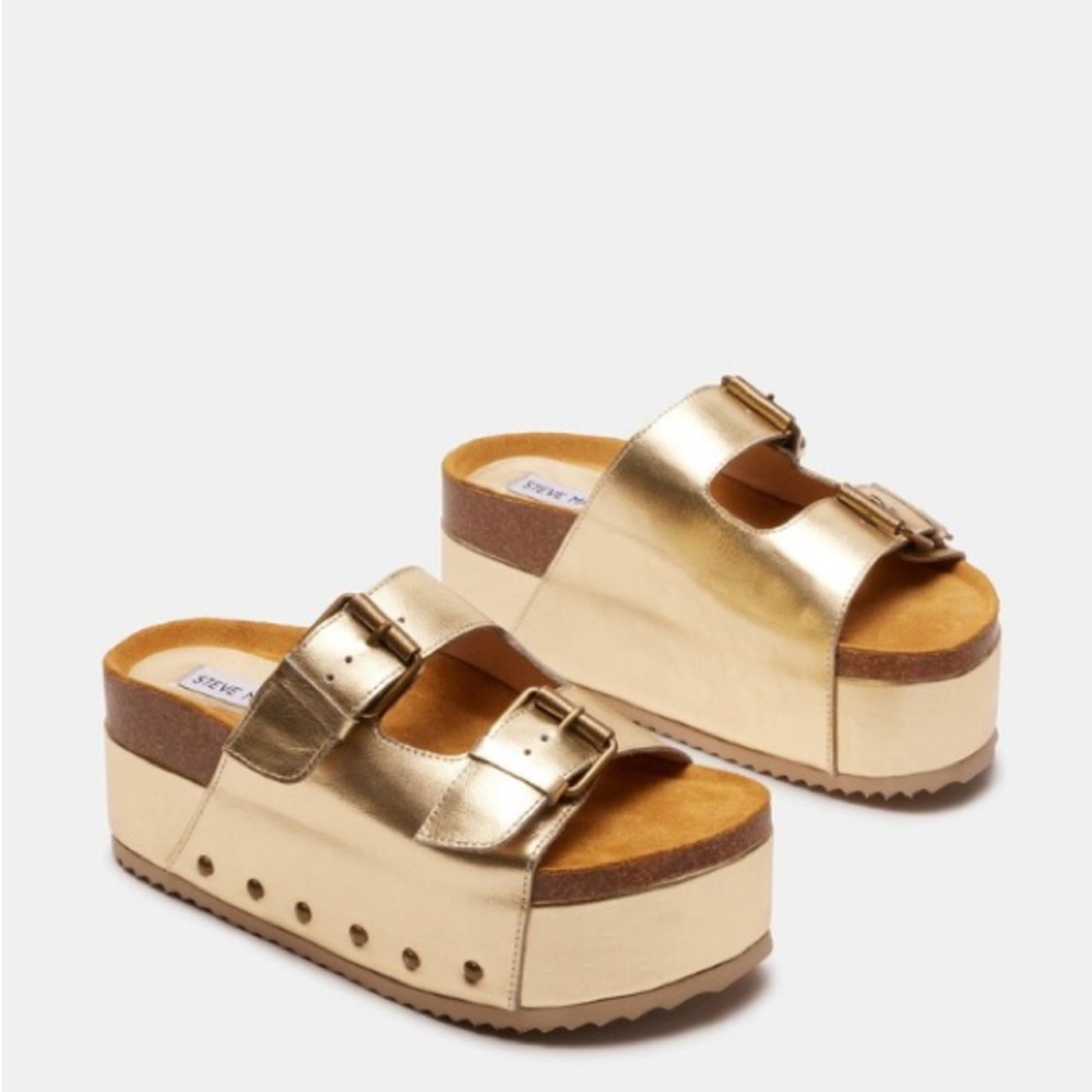Steve Madden Kali Gold Leather Size 10. New Without Box